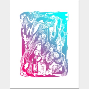 Dual Color Abstract Wave of Thoughts No 4 Posters and Art